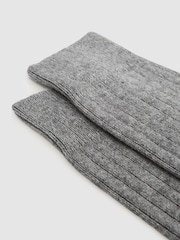 Reiss Soft Grey Cirby Wool-Cashmere Blend Ribbed Socks - Image 2 of 3