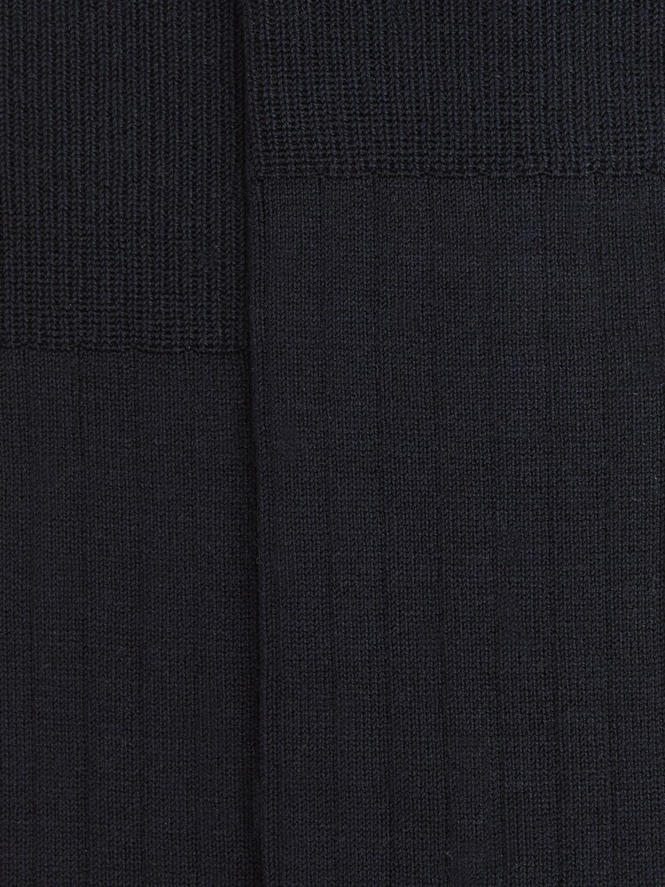 Reiss Navy Cirby Wool-Cashmere Blend Ribbed Socks - Image 3 of 3 Reiss Navy Cirby Wool-Cashmere Blend Ribbed Socks - Image 3 of 3