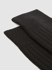 Reiss Black Cirby Wool-Cashmere Blend Ribbed Socks - Image 2 of 3