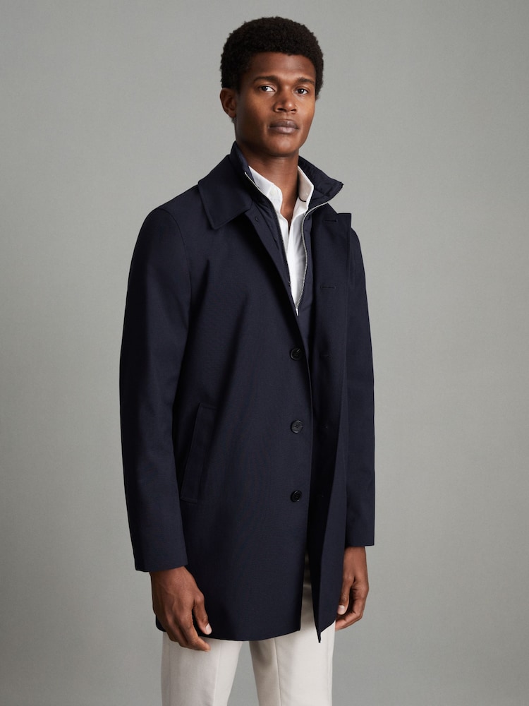 Reiss Navy Perrin Jacket With Removable Funnel-Neck Insert - Image 1 of 8