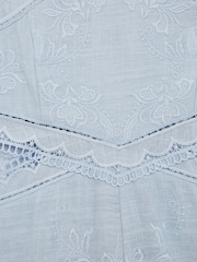 Reiss Blue Louisa Junior Cross Back Embroidered Dress - Image 6 of 6