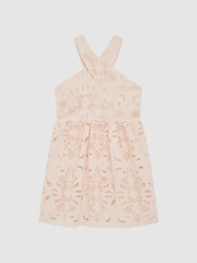 Reiss Pink Callie 9-12 yrs Cross Back Lace Dress - Image 2 of 6