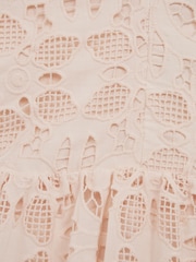 Reiss Pink Callie Cross Back Lace Dress - Image 6 of 6