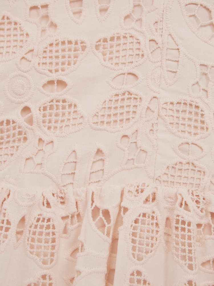 Reiss Pink Callie Cross Back Lace Dress - Image 6 of 6