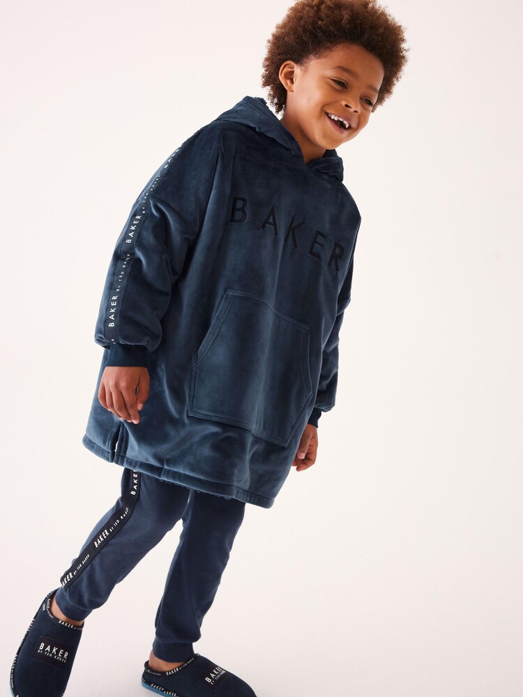 Baker by Ted Baker Navy Borg Lined Hooded Blanket - Image 2 of 8