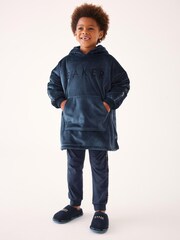 Baker by Ted Baker Navy Borg Lined Hooded Blanket - Image 3 of 8