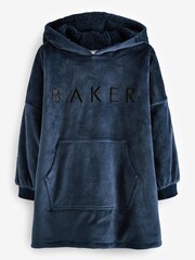 Baker by Ted Baker Navy Borg Lined Hooded Blanket - Image 6 of 8