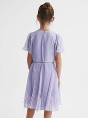 Reiss Lilac Coreen Lace Embroidered Pleated Dress - Image 5 of 6