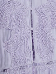 Reiss Lilac Coreen Lace Embroidered Pleated Dress - Image 6 of 6
