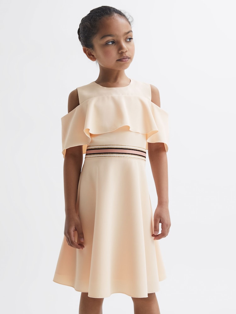 Reiss Pink Paulina 9-12 yrs Off-The-Shoulder Dress - Image 1 of 6