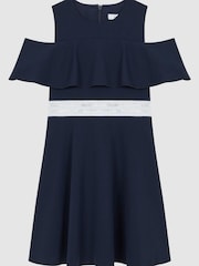 Reiss Navy Paulina Senior Off-The-Shoulder Dress - Image 2 of 5