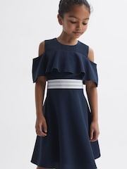 Reiss Navy Paulina Senior Off-The-Shoulder Dress - Image 3 of 5