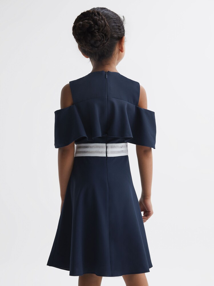 Reiss Navy Paulina Senior Off-The-Shoulder Dress - Image 5 of 5 Reiss Navy Paulina Senior Off-The-Shoulder Dress - Image 5 of 5