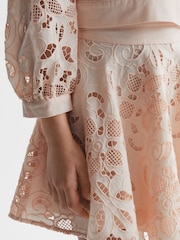 Reiss Pink Nella 4-9 yrs Lace High Rise Mini Skirt - Image 4 of 6