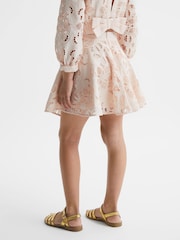 Reiss Pink Nella 4-9 yrs Lace High Rise Mini Skirt - Image 5 of 6