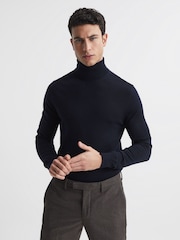 Темно-синий - Джемпер из мериносовой шерсти с высоким воротом Reiss Caine - Image 1 of 6