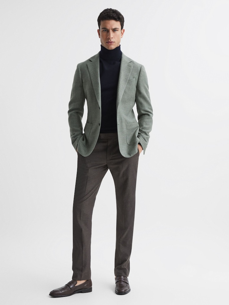 Reiss Navy Caine Slim Fit Merino Wool Roll Neck Jumper - Image 6 of 6 Reiss Navy Caine Slim Fit Merino Wool Roll Neck Jumper - Image 6 of 6