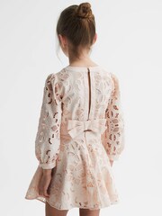 Reiss Pink Nella Junior Long Sleeve Lace Cropped Top - Image 5 of 7