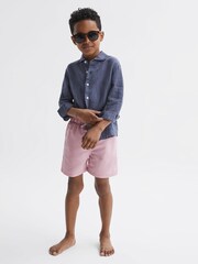 Reiss Soft Pink Wave Plain Drawstring Swim Shorts - Image 1 of 7