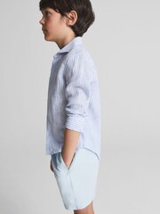 Reiss Soft Blue Wave Plain Drawstring Swim Shorts - Image 3 of 6
