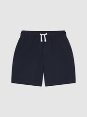 Reiss Navy Wave Senior Plain Drawstring Swim Shorts - Image 2 of 6