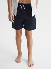 Reiss Navy Wave Senior Plain Drawstring Swim Shorts - Image 3 of 6
