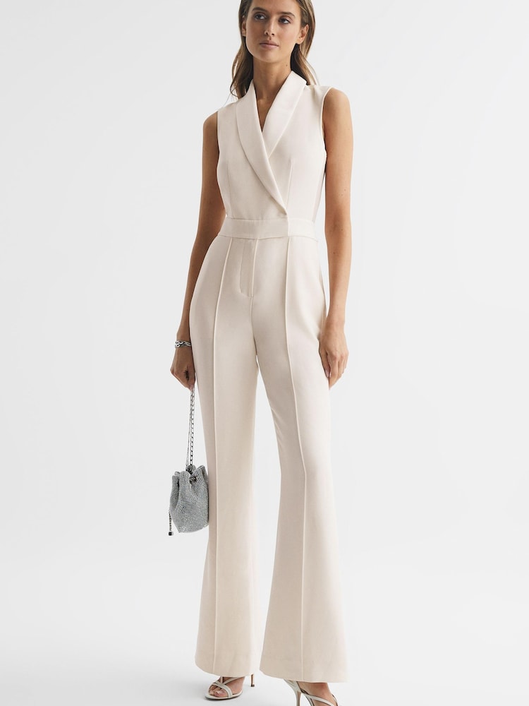 Reiss Ivory Dani Petite Tuxedo Jumpsuit - Image 1 of 7 Reiss Ivory Dani Petite Tuxedo Jumpsuit - Image 1 of 7