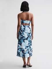 Reiss Navy/Blue Kaia Linen Halter Neck Midi Dress - Image 5 of 6