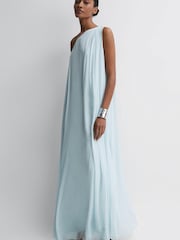 Reiss Green Charly One Shoulder Maxi Dress - Image 1 of 4