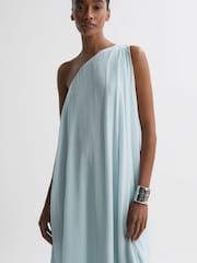 Reiss Green Charly One Shoulder Maxi Dress - Image 3 of 4