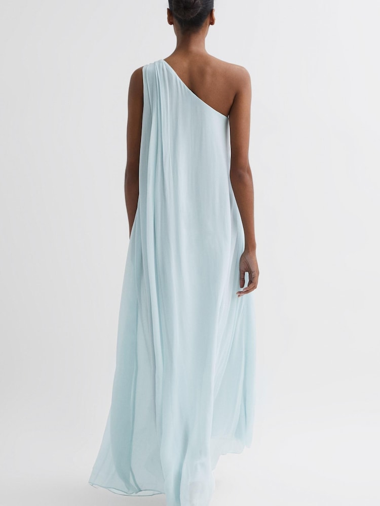Reiss Green Charly One Shoulder Maxi Dress - Image 4 of 4