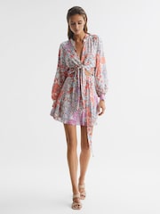 Reiss Elle blommigt tryck High Rise Mini Kjol - Bild 6 av 6