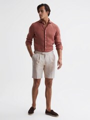 Reiss Stone Path Cotton-Linen Blend Chino Shorts - Image 1 of 6