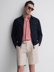 Reiss Stone Path Cotton-Linen Blend Chino Shorts - Image 6 of 6