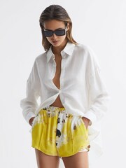 Reiss Yellow Odette Elasticated Waist Shorts - Image 1 of 5