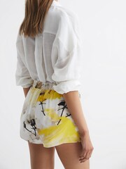 Reiss Yellow Odette Elasticated Waist Shorts - Image 5 of 5