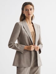 Reiss Oatmeal Emily Wool Blend Tailored Blazer - Image 1 of 6