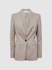 Reiss Oatmeal Emily Wool Blend Tailored Blazer - Image 2 of 6