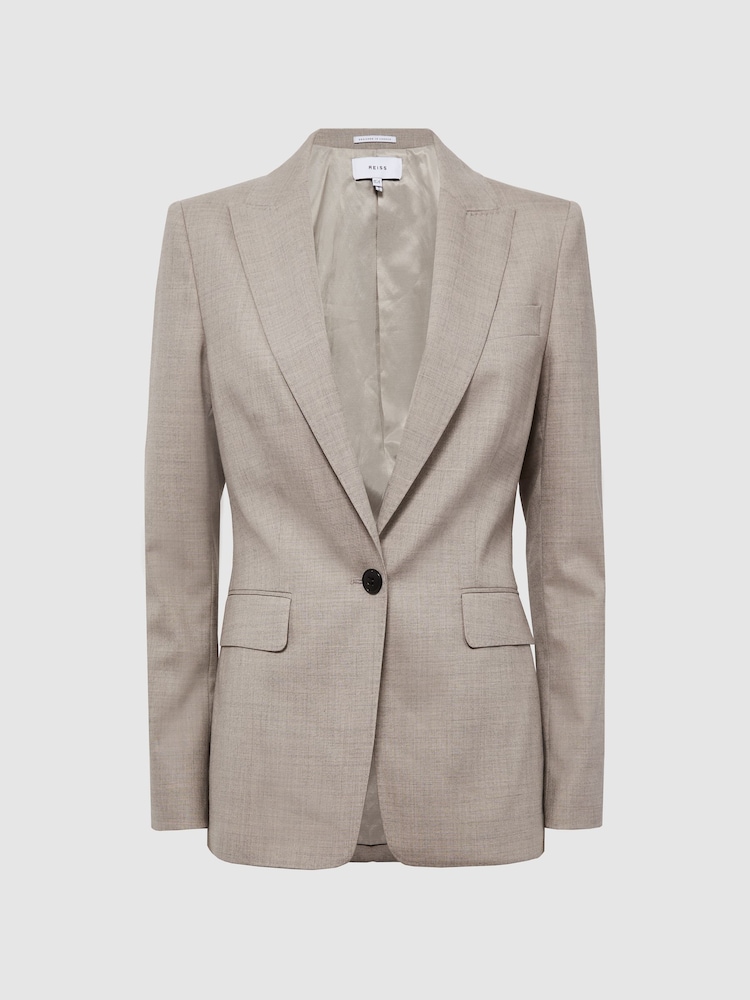 Reiss Oatmeal Emily Wool Blend Tailored Blazer - Image 2 of 6