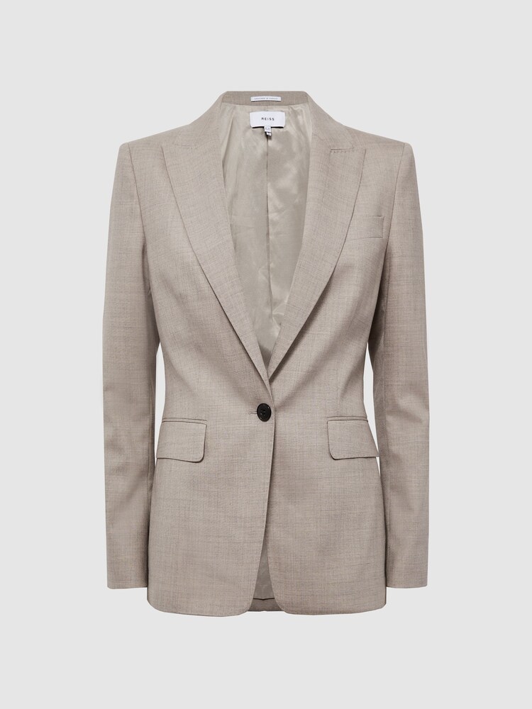 Reiss Oatmeal Emily Wool Blend Tailored Blazer - Image 2 of 6 Reiss Oatmeal Emily Wool Blend Tailored Blazer - Image 2 of 6