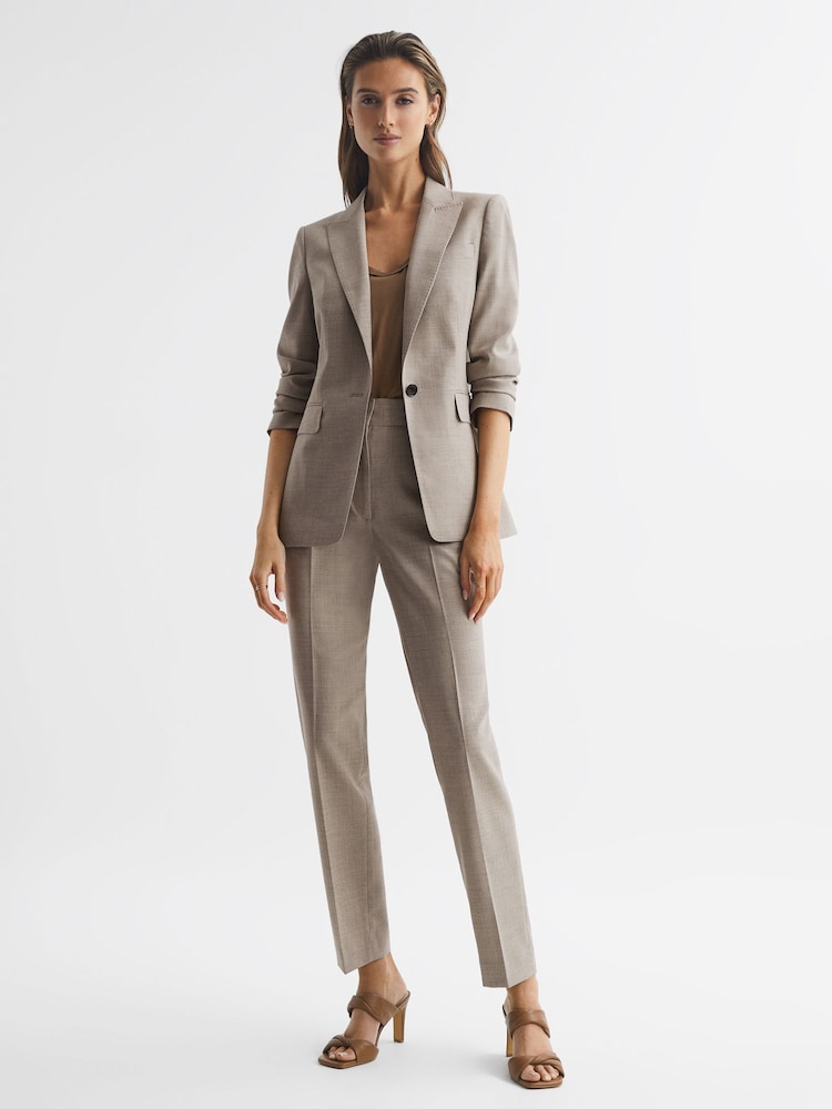 Reiss Oatmeal Emily Wool Blend Tailored Blazer - Image 6 of 6