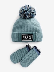 Baker by Ted Baker Boys Pom Hat and Mittens Set - Image 3 of 4