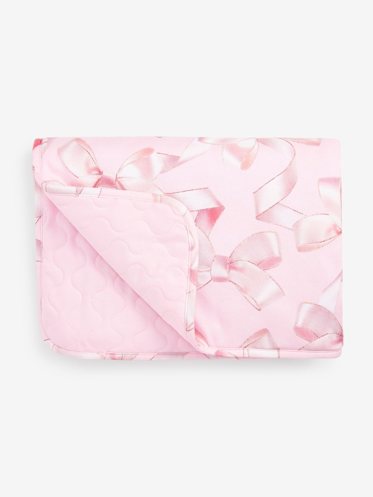 Baker by Ted Baker Baby Girls Pretty All-Over Bow Print 100% Cotton Blanket - Image 1 of 5