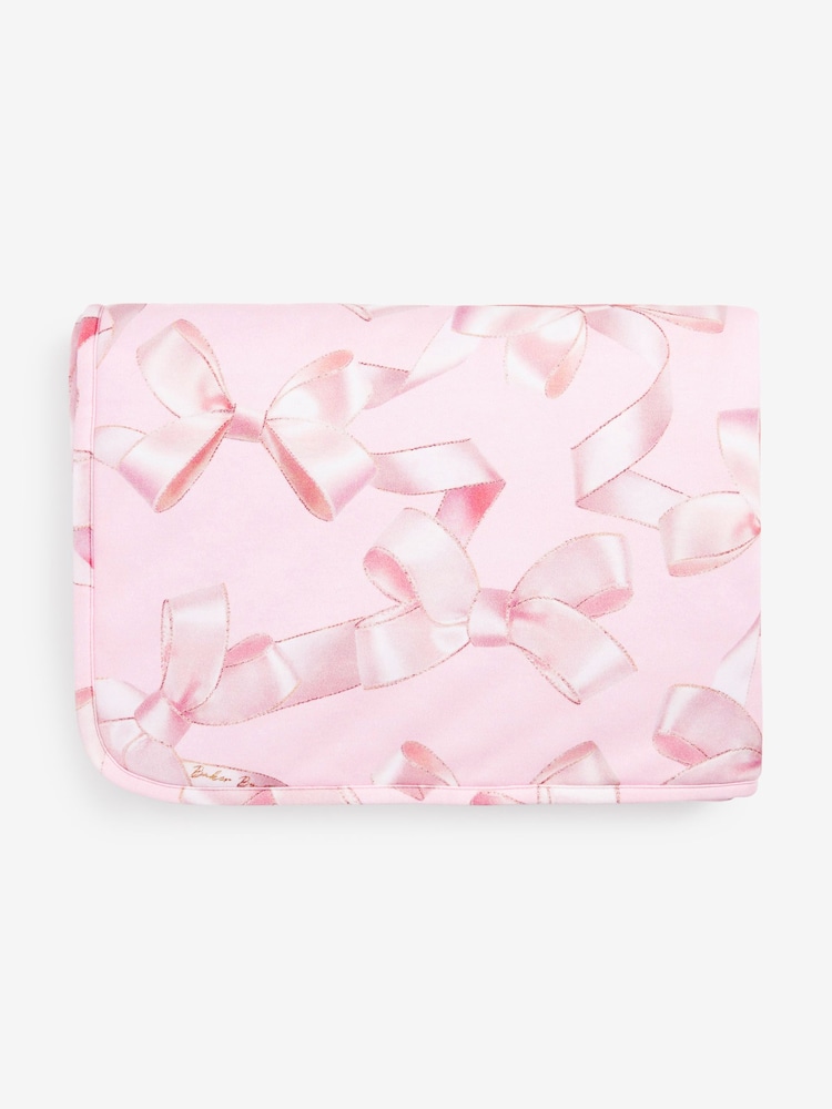 Baker by Ted Baker Baby Girls Pretty All-Over Bow Print 100% Cotton Blanket - Image 2 of 5
