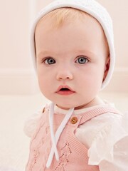 White Delicate Knitted Baby Bonnet Hat (0mths-2yrs) - Image 2 of 6