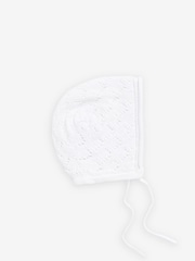 White Delicate Knitted Baby Bonnet Hat (0mths-2yrs) - Image 4 of 6