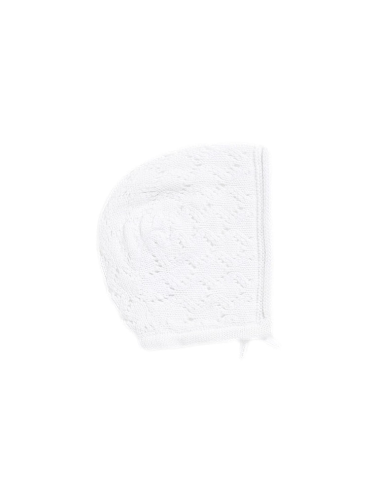 White Delicate Knitted Baby Bonnet Hat (0mths-2yrs) - Image 6 of 6