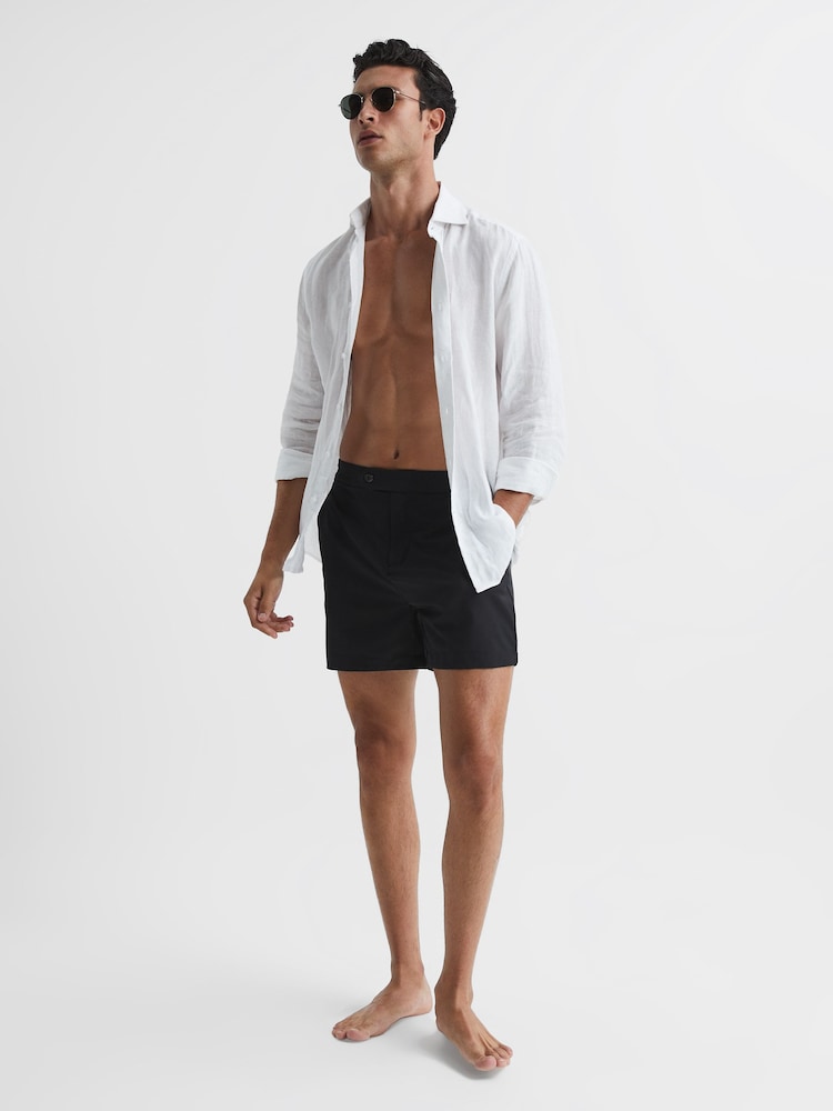 Reiss Black Sun Side Adjuster Swim Shorts - Image 6 of 6