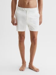 Reiss White Sun Side-Adjuster Swim Shorts - Image 1 of 7