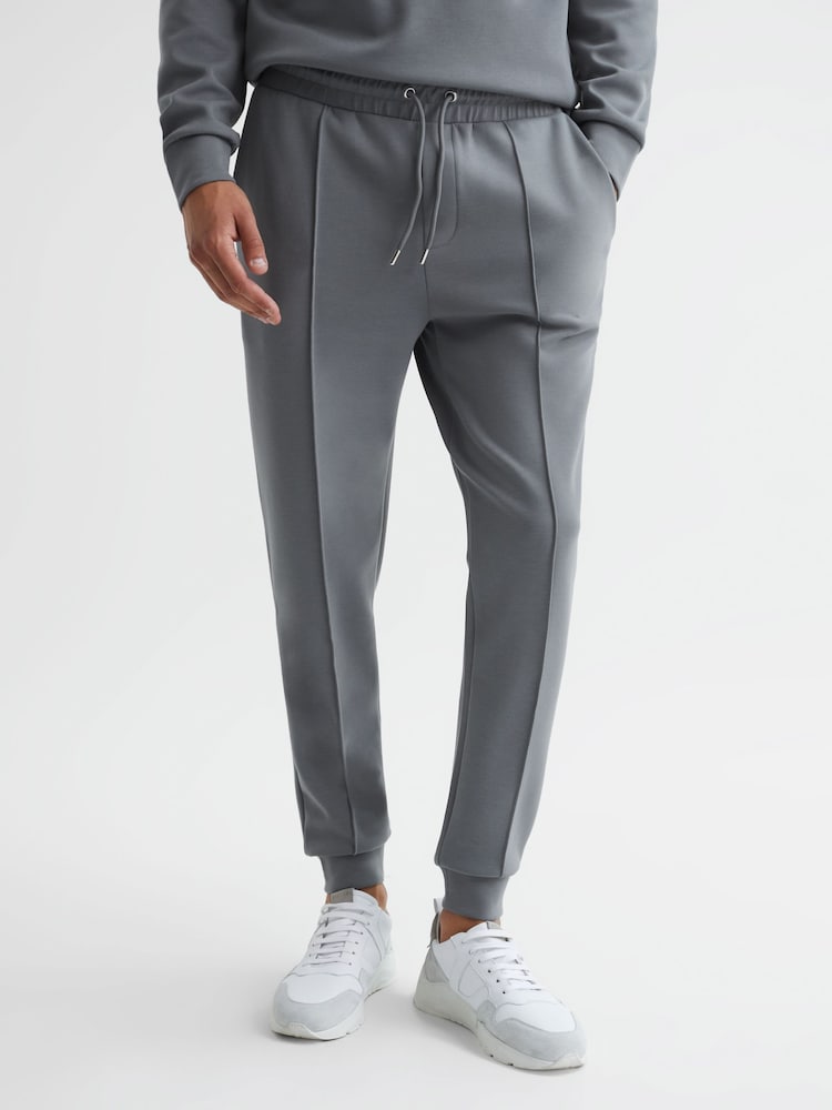 Reiss Sage Green Premier Drawstring Jersey Joggers - Image 1 of 5 Reiss Sage Green Premier Drawstring Jersey Joggers - Image 1 of 5